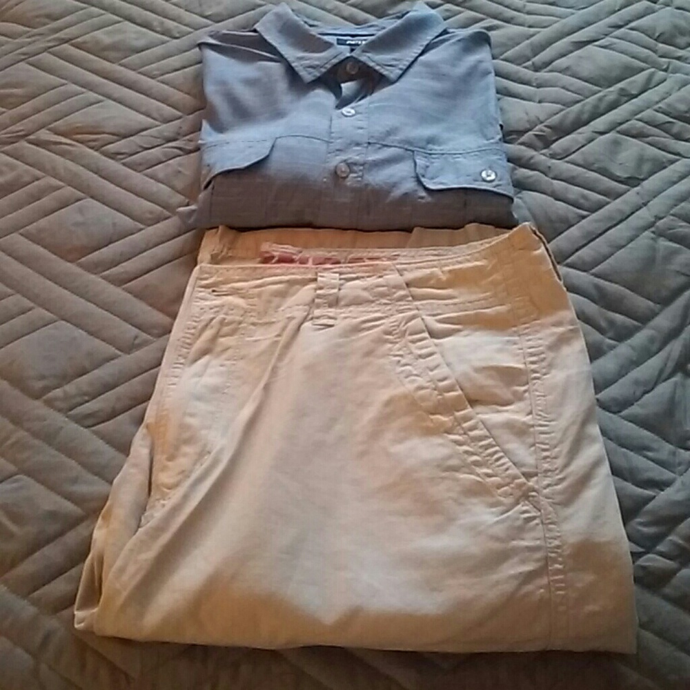Khaki Cargo Short & Shirt Set